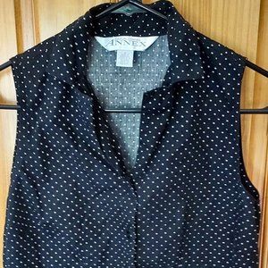 Casual Corner Annex Button-Down Sleeveless Polka Dot Shirt